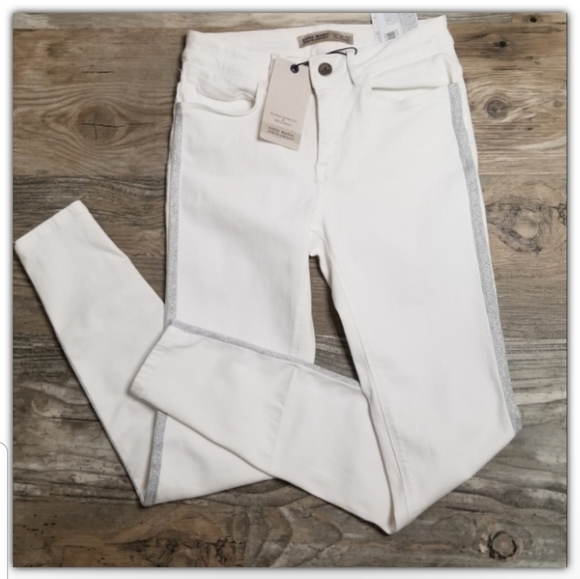 NWT Zara basic Jean's racer stripe on sides - Picture 1 of 5